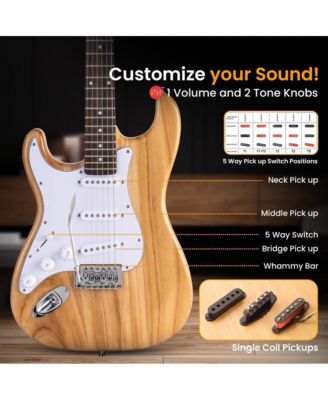 39.2'' ST Style Left-Handed Electric Guitar Kit with 5W Amplifier - High Gloss
