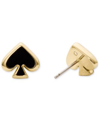 Gold-Tone Brass Spade Enamel Stud Earrings