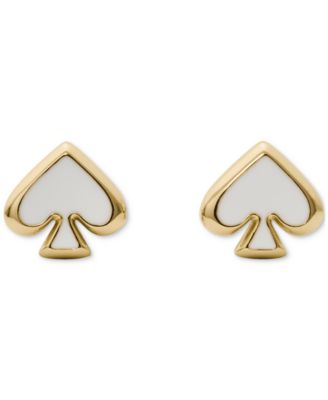 Gold-Tone Brass Spade Enamel Stud Earrings