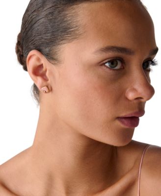 Gold-Tone Brass Spade Enamel Stud Earrings