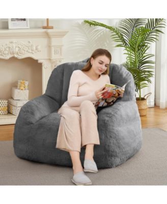 Giant Bean Bag Chair, Faux Fur Stuffed Bean Bag Couch with Filler, Bean Bag Chair for Adults, Big Lazy Sofa Floor Sofa