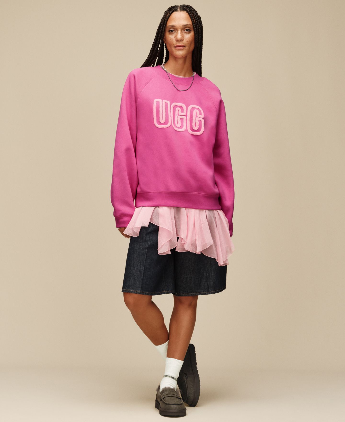 Носки UGG Heart, вышивка, укороченные, в рубчик, цвет: Вязаный — фото 3