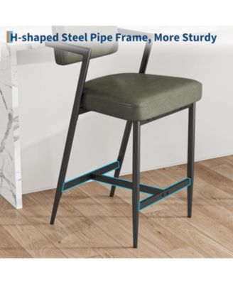 Bar Stools Set of 4 with Armrests,Counter Height Bar Stools of 4 with Backrest,Footrest,Thick Cushion and Thickened Metal Legs for Island