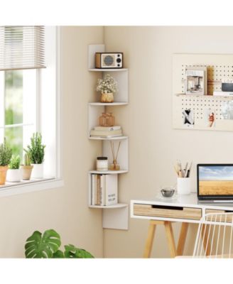 5 Tier Corner Wall Shelf Floating Organizer for Books & Decor