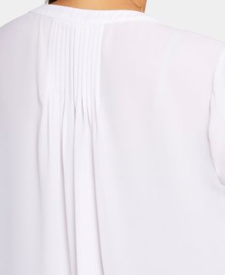 Petite Pintuck Split neck Top