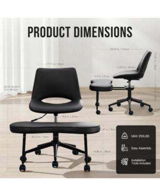 Ergonomic Cross-Legged Office Chair with High Lumbar Support, Adjustable Height Kneeling Chair