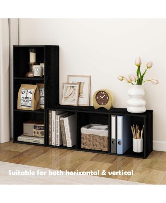 3 Cube Decorative Bookshelf Open Bookcase Toy Storage Organizer Horizontal Vertical, Black