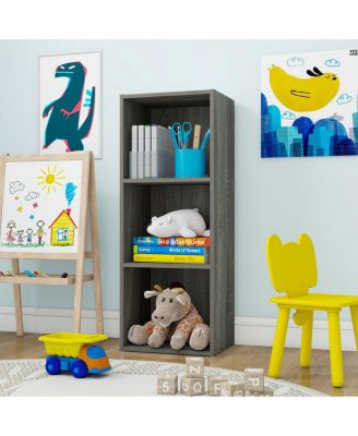 3 Cube Decorative Bookshelf Open Bookcase Toy Storage Organizer Horizontal Vertical, Gray
