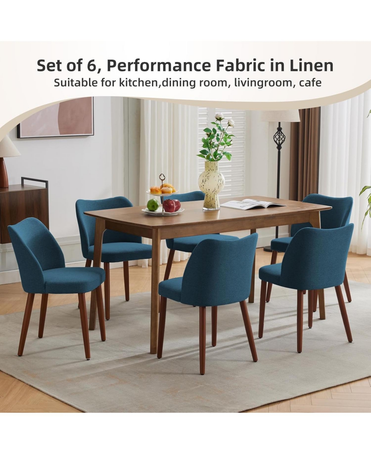 gaomon Linen Dining Chairs Set of 6