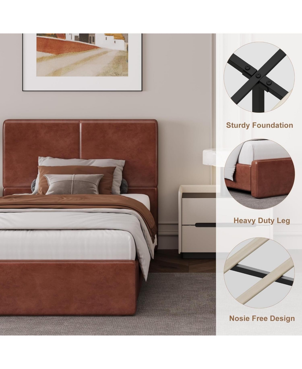 gaomon Upholstered Bed, Soft and Cozy Bed Frame, Modern Design, No Box Spring Needed for Bedroom