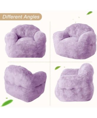 51" Fluffy Faux Fur Bean Bag Chair Cover with Filler, Machine Washable, Anti-Slip Storage Bag