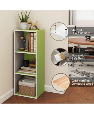 3 Cube Decorative Bookshelf Open Bookcase Toy Storage Organizer Horizontal Vertical, Green