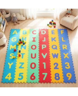 36-Piece Interlocking Baby Puzzle Floor Tiles with Alphabet