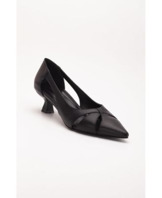 Women's Sidal Kitten Heel Leather Pumps