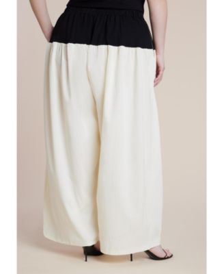 Women's Plus Size Colorblocked Wide Leg Pant
