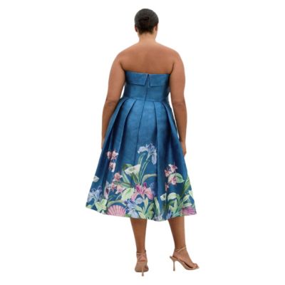 strapless open back dress Sweet Tiffany Blue Spaghetti Strap Chiffon Party Dresses Lace Applique –  EvaFashionDress main image 0