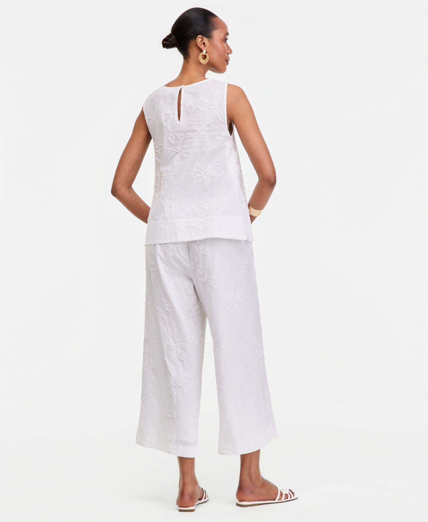 Women's Embroidered Cotton Cropped Pants