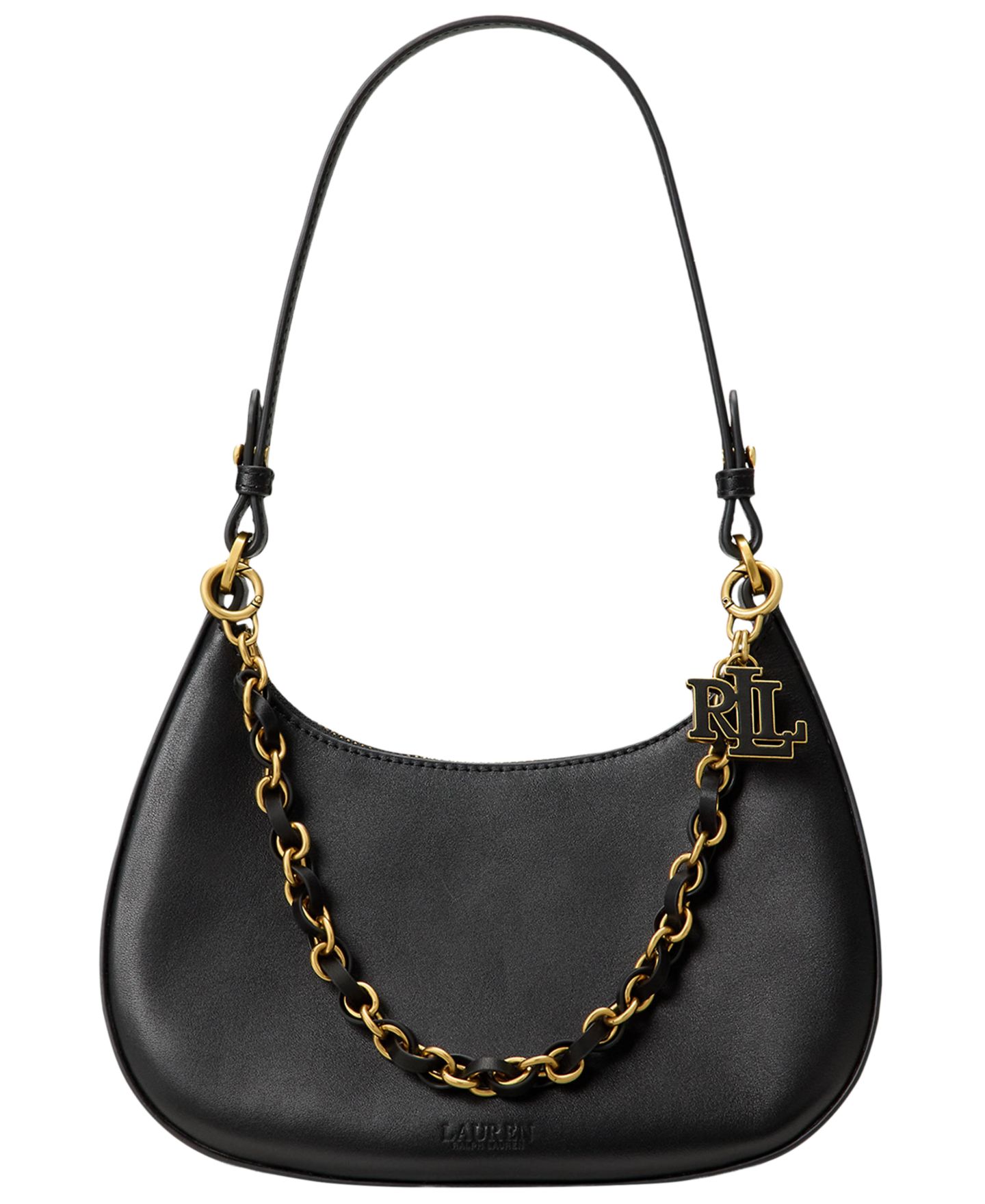 Женская сумка Lauren Ralph Lauren Marcy Medium Leather Shoulder, цвет: Чёрный — фото 1