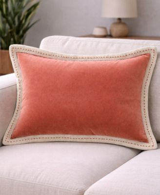 Solid Velvet Pick-Stitch Lumbar Decorative Pillow, 14" x 20"