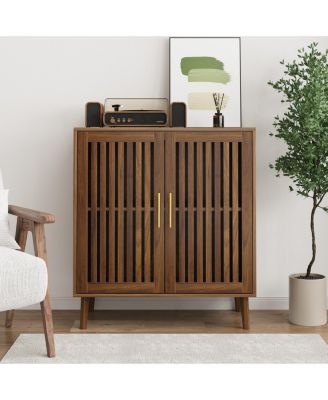 Farmhouse Storage Cabinet With Louvered Doors