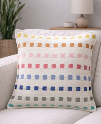 Playful Checks Handloom Woven Decorative Pillows, 20" x 20"