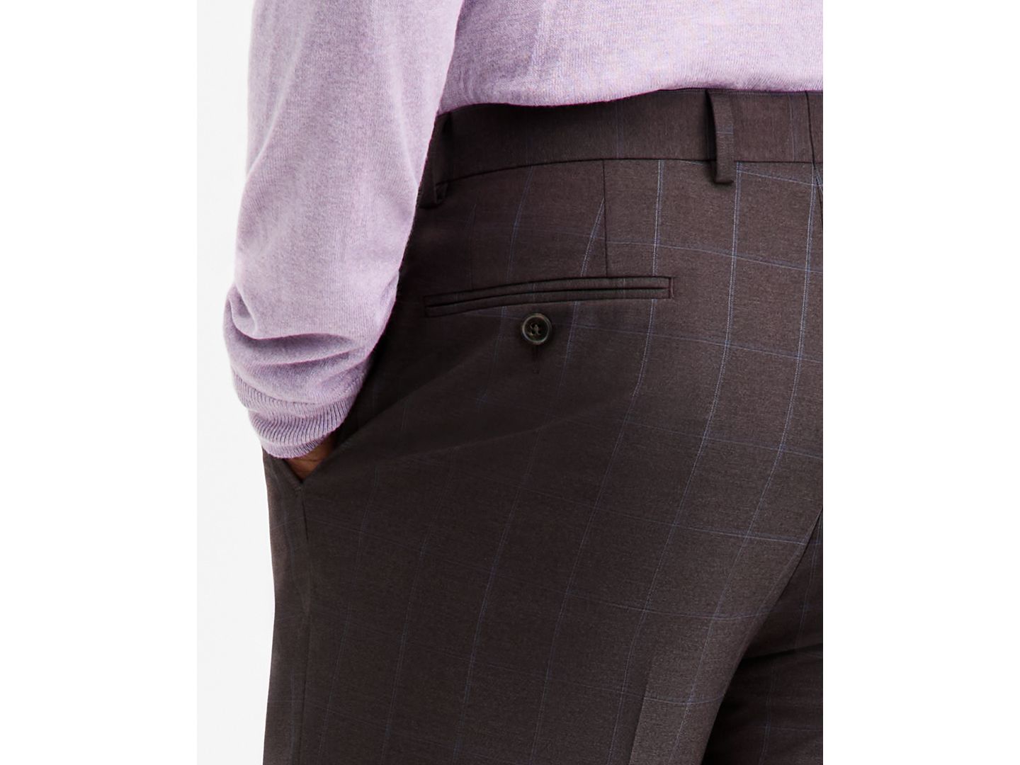 Мужские брюки Tallia Classic-Fit Brown & Blue Check Suit Separate, цвет: Коричневый / Синий — фото 5