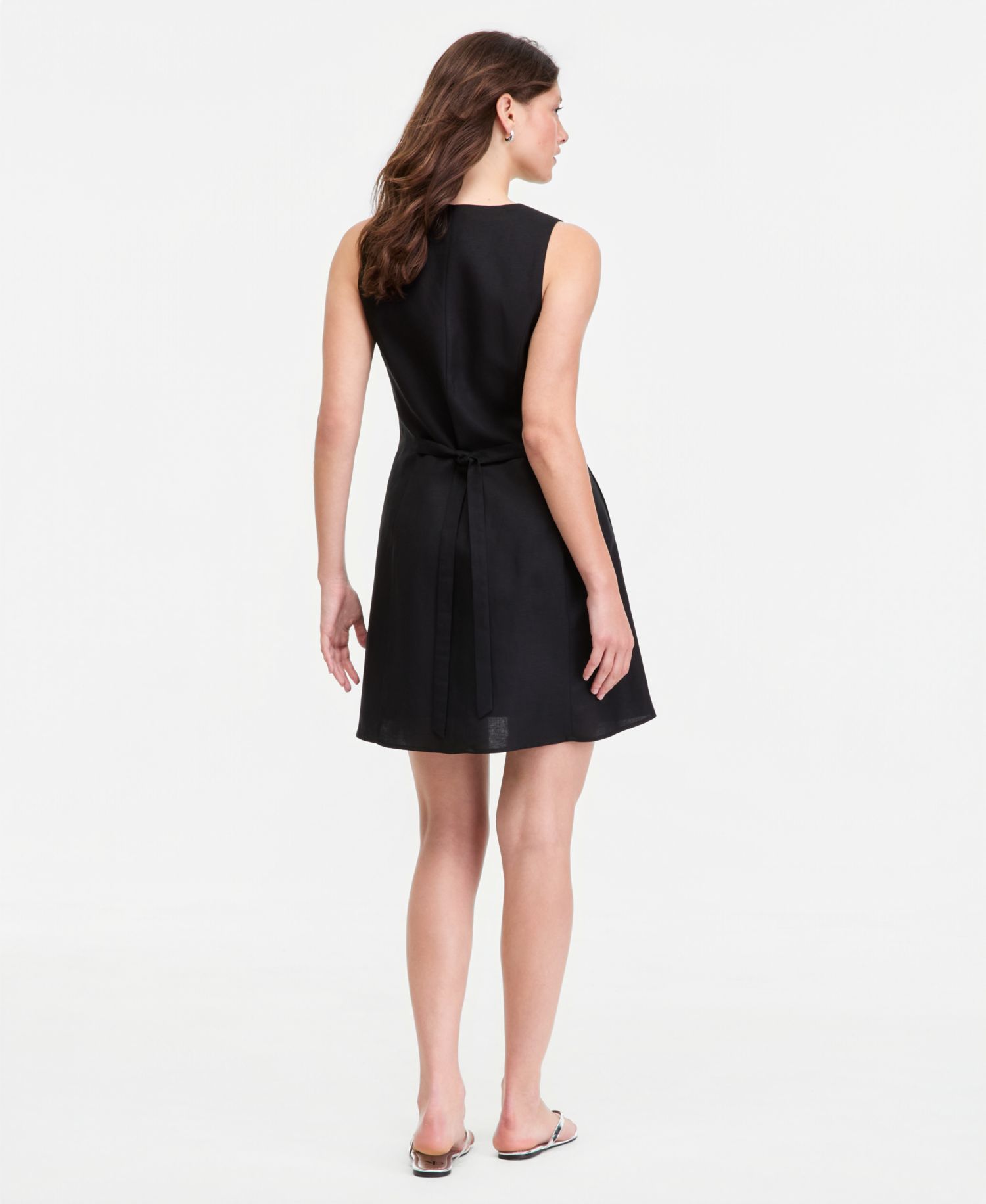 Women's Linen-Blend V-Neck Mini Dress