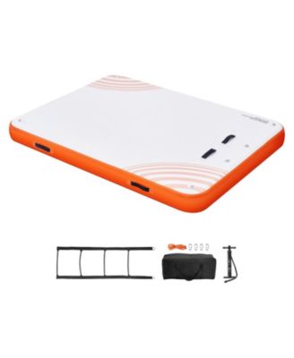 8 x 6 Ft Inflatable Floating Dock Platform with Non-Slip Surface and Ladder