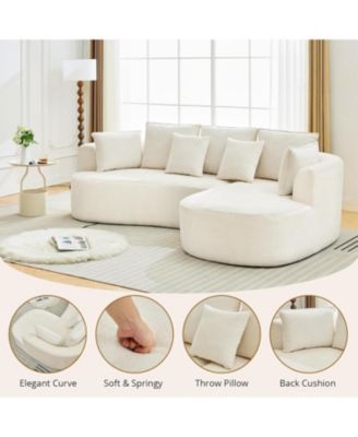 Sectional Cloud Modular Modern Curved Sofa with Chaise Lounge Chenille Fabric Convertible Compression Sleeper Sofa