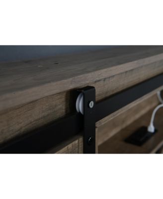  Farmhouse Bed Frame With LED Lights Charging Station 2 Storage Drawers