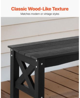 44.5-Inch Weatherproof Plastic Outdoor Bench with Adjustable Feet