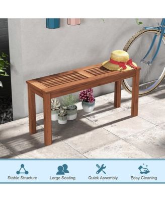 2-Person Outdoor Bench Patio Bench w/ Slatted Seat Weather Resistant Solid Wood Frame