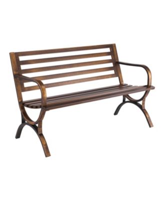 Carbon Steel Outdoor Bench with Slatted Backrest