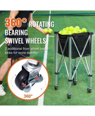 Tennis Ball Hopper Cart Holds 180 Balls, Aluminum Frame with Wheels and Removable Bag