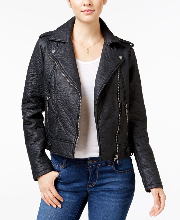 Collection B Faux-Leather Asymmetrical Moto Jacket & Reviews - Jackets ...