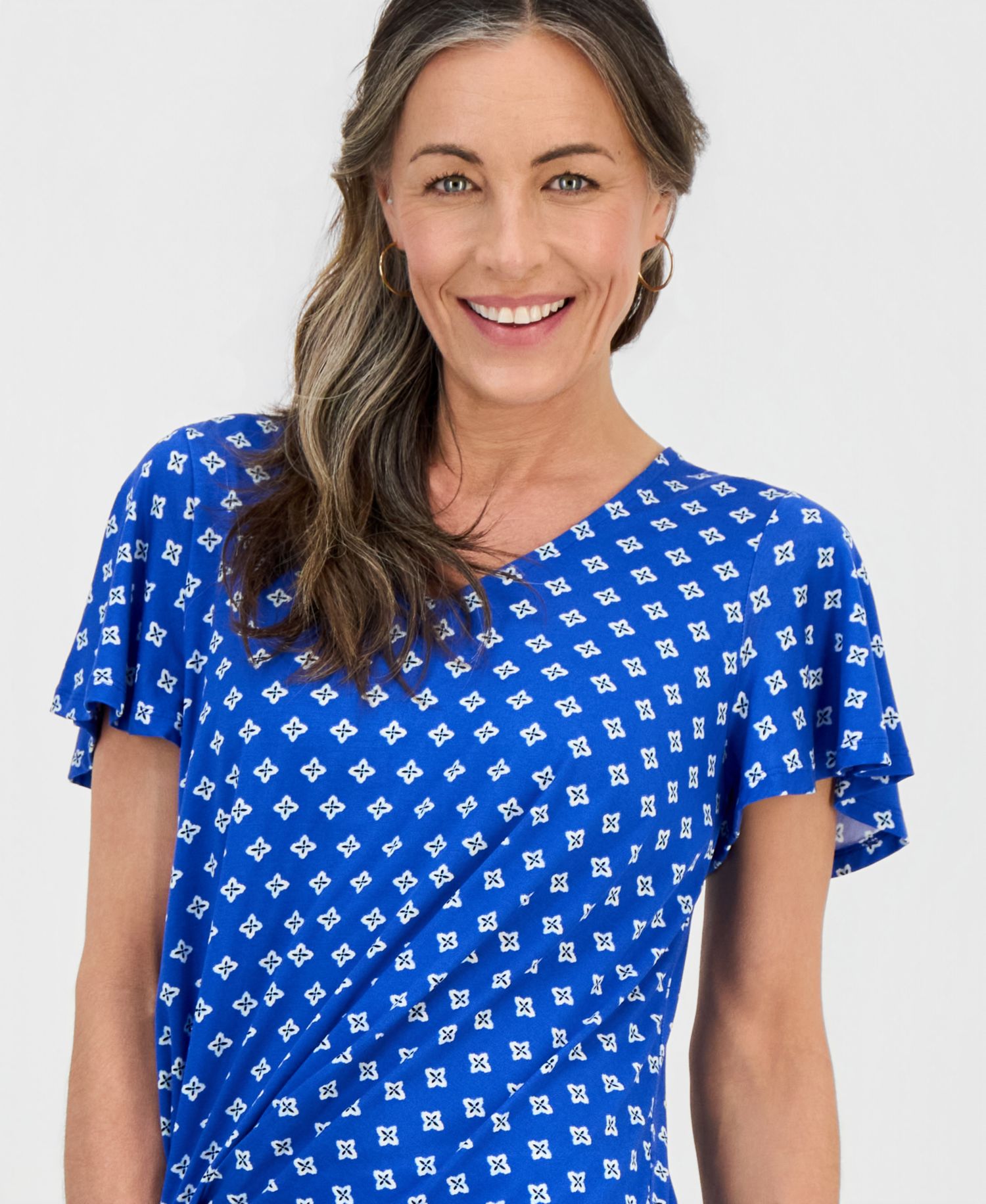 Petite Allegria V-Neck Twist-Front Top