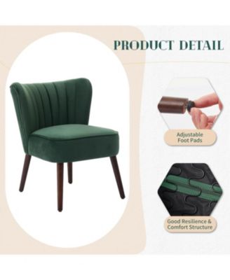 Modern Velvet Accent Chair Set of 2,Soft Upholstered Living Room Chair with Wooden Legs,Comfy Armless Lounge Chair for Living room