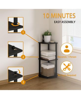 3 Tier Decorative Corner Bookshelf Display Rack, Espresso