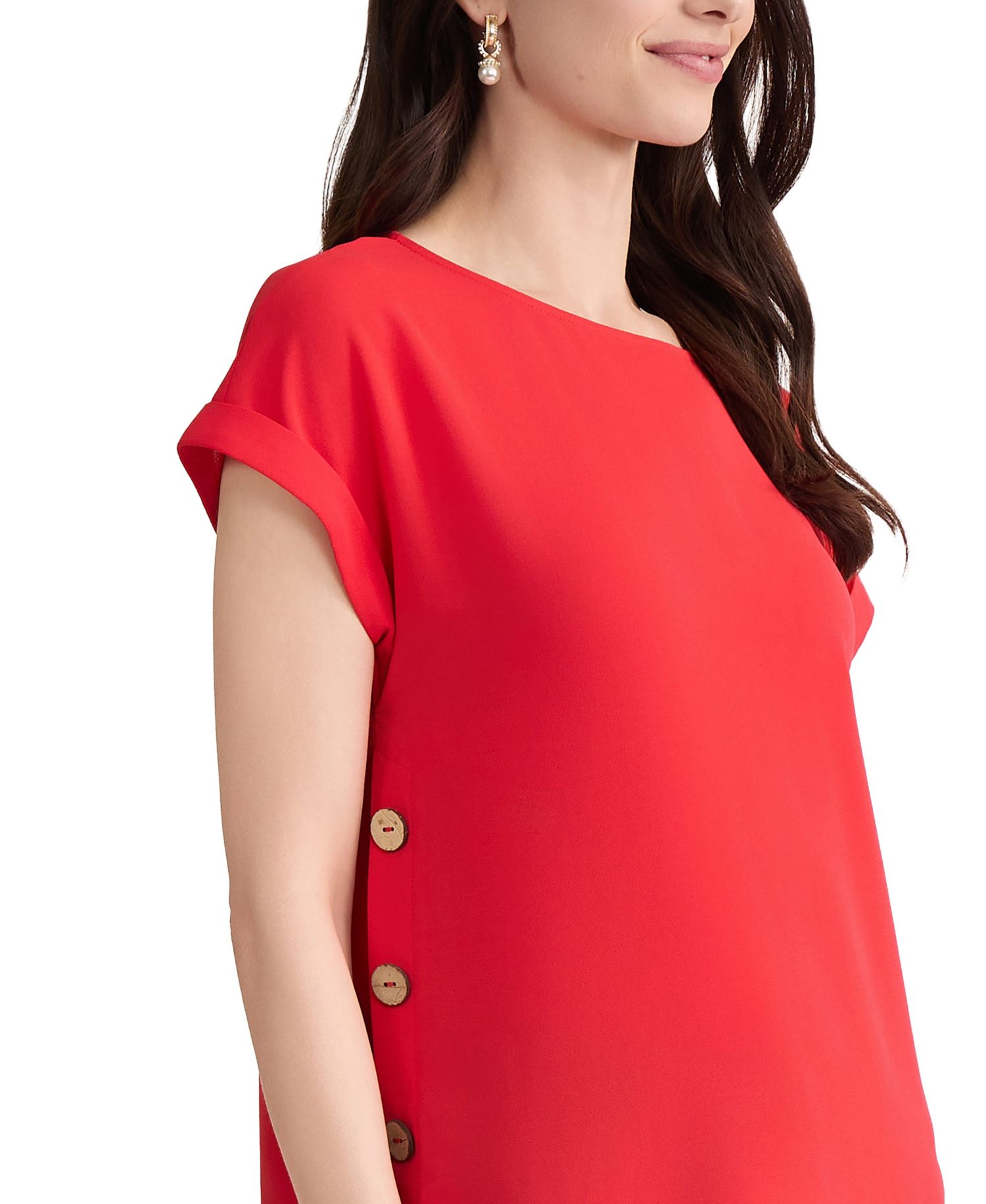 Women's Short-Sleeve Boat Neck Polyester Blouse