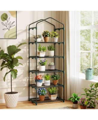 27” x 19” x 75” Mini Greenhouse with 5 Tier Shelves, PE Cover, Roll-Up Zipper Door