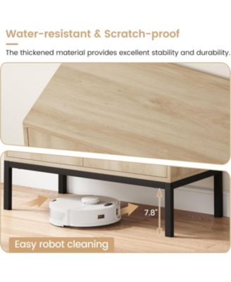 Set of 2 Rattan Sideboard Chest of Drawers with 2 Rattan and Wood Doors, Adjustable Shelves, Metal Feet, 80 cm Wide