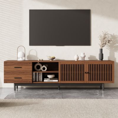 78 inch Modern Cabinet TV Stand with Deep Drawers & Cable Management, Soft-Closing Hinges