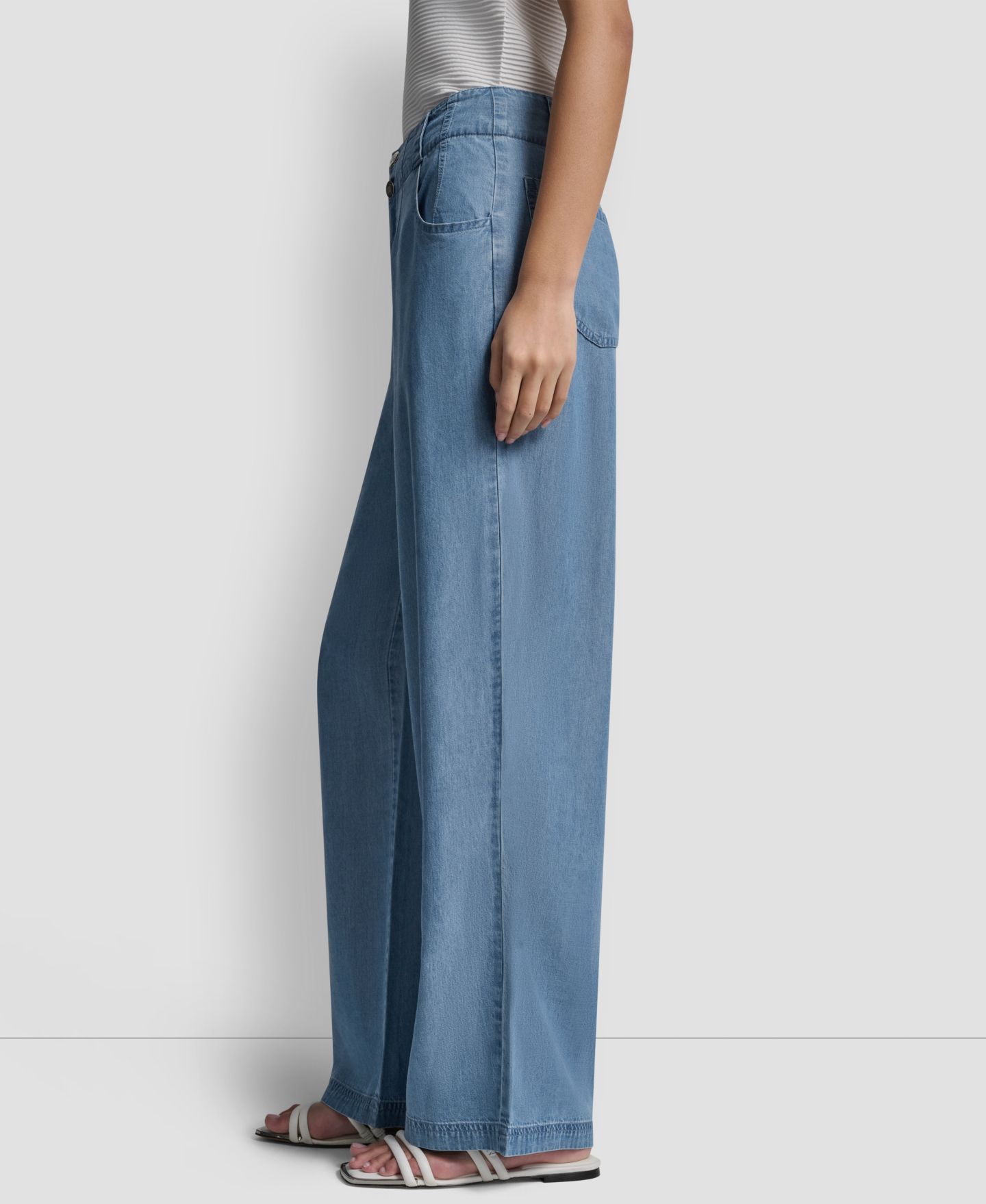 Женские брюки DKNY Chambray Wide-Leg, цвет: Stream — фото 3