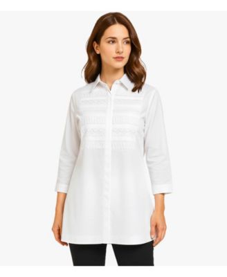 Women's Cotton Poplin Button-Front Unique Handmade Bib Pitch Perfect Tunic