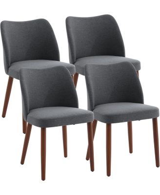 Linen Dining Chairs Set of 4, Upholstered Wingback Chairs with Wood Legs