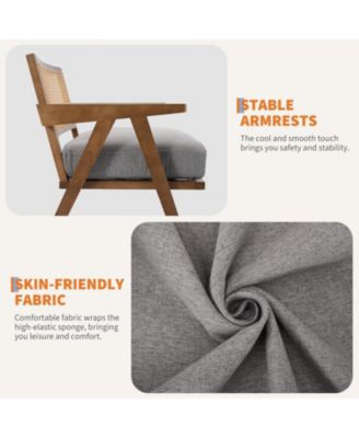 Mid-Century Farmhouse Accent Chair Set of 2 with Rattan Back.