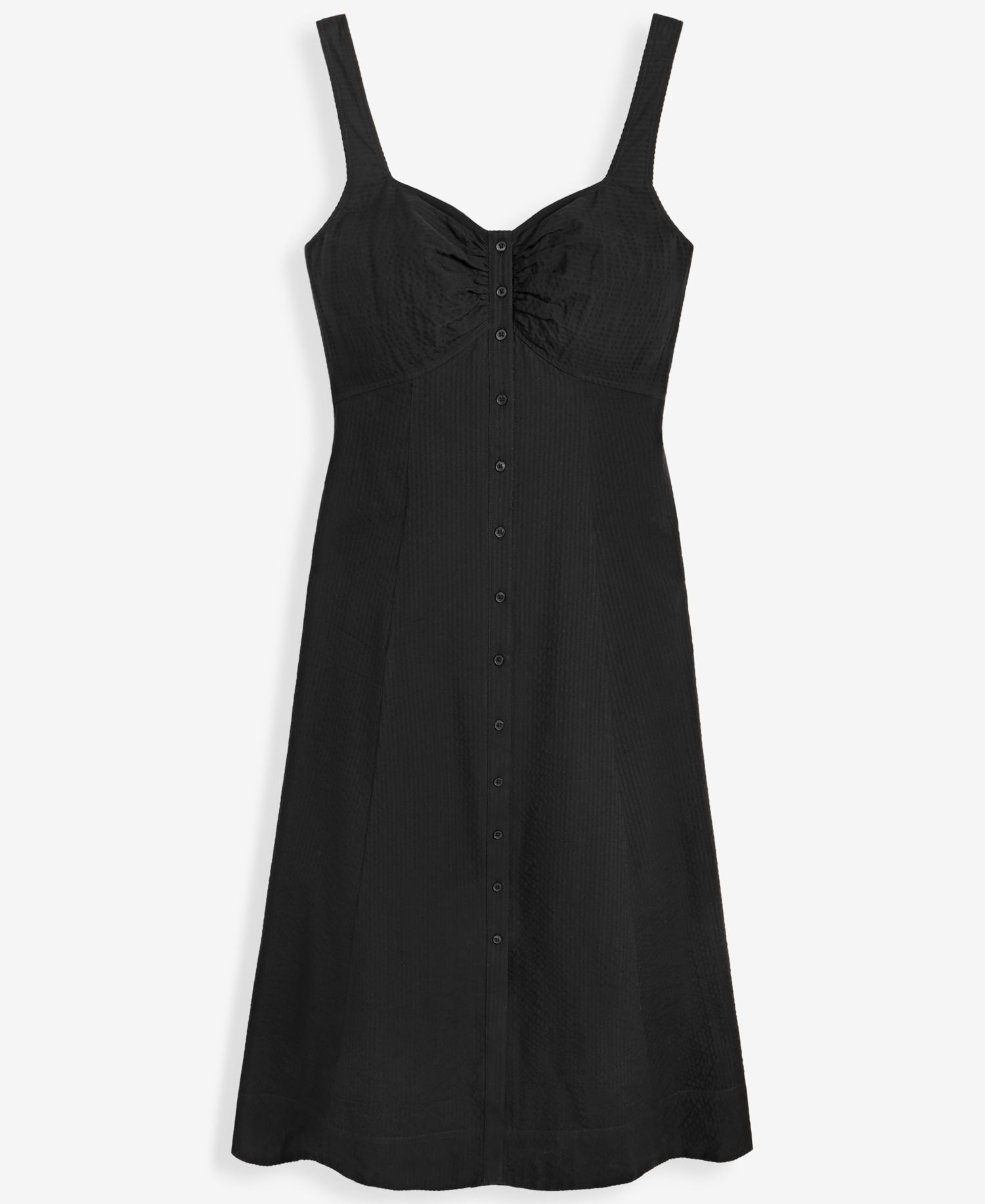 Women's Cotton Sweetheart-Neck Button-Front Midi Dress