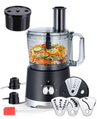 10 Cup Food Processor with Salad Spinner Basket 2 Speeds Pulse Control and 4 Cutting Discs - Black