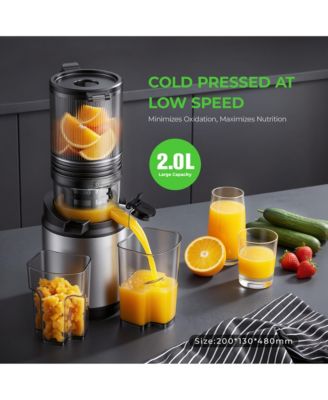 3 in 1 Cold Press Juicer with 5.12 in Wide Feed Chute 2L Capacity Quiet Motor and Easy Clean Design