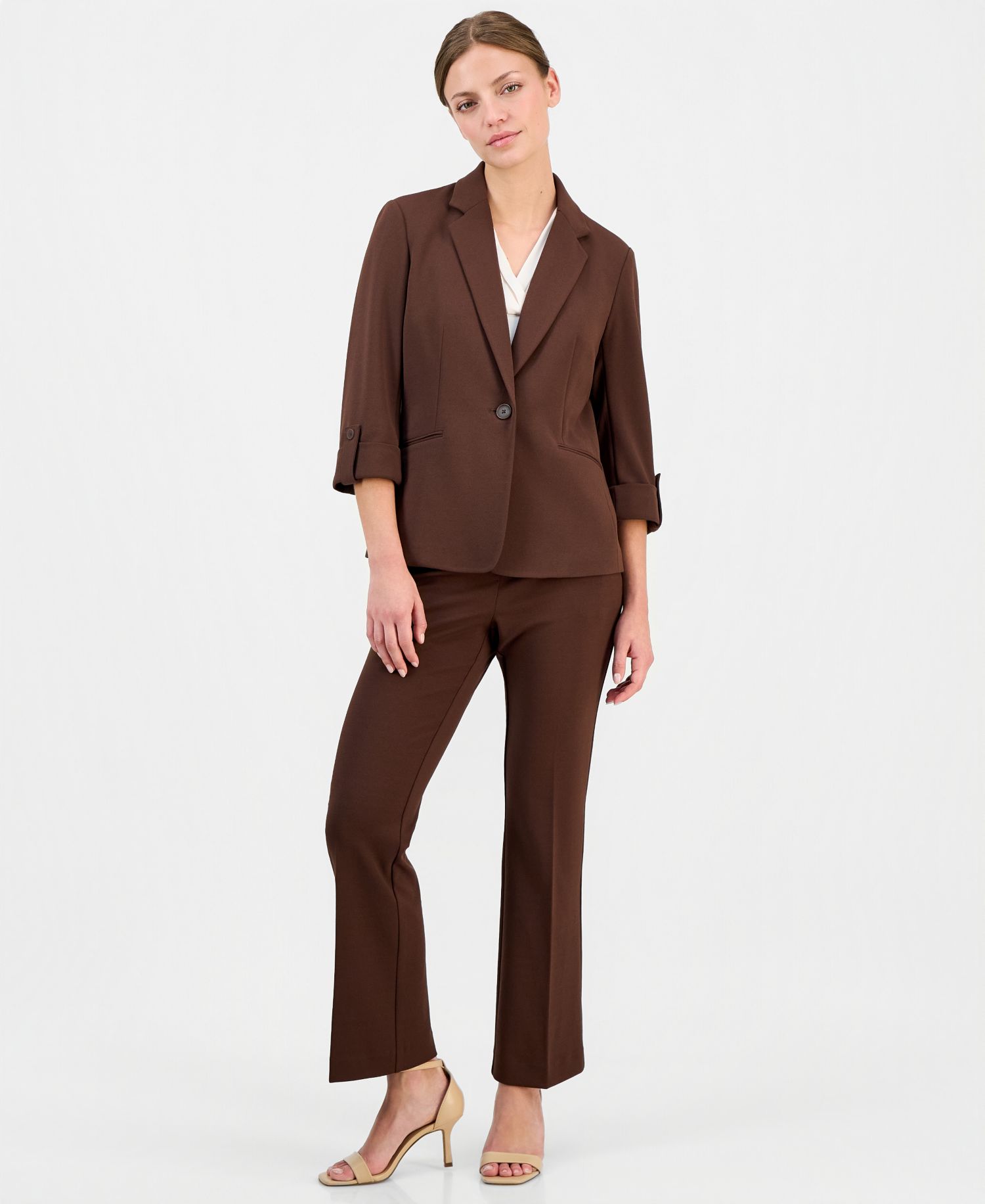 Petite 3/4-Sleeve One-Button Blazer